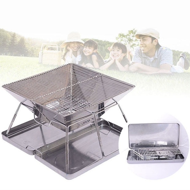 Folding Stainless Steel BBQ Grill Portable Camping