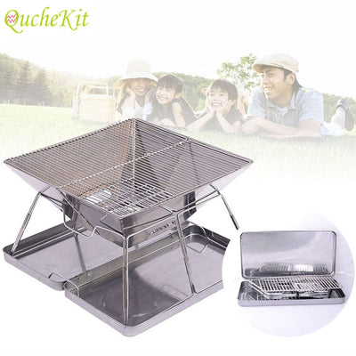 Folding Stainless Steel BBQ Grill Portable Camping