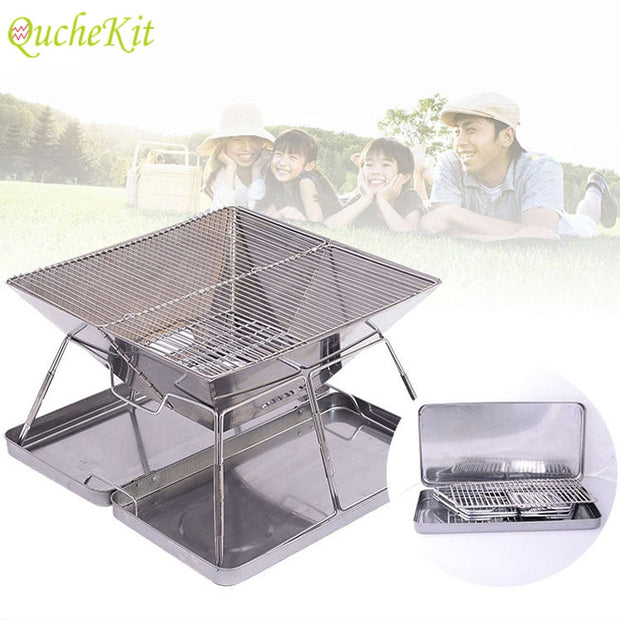 Folding Stainless Steel BBQ Grill Portable Camping