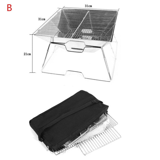 Folding Stainless Steel BBQ Grill Portable Camping